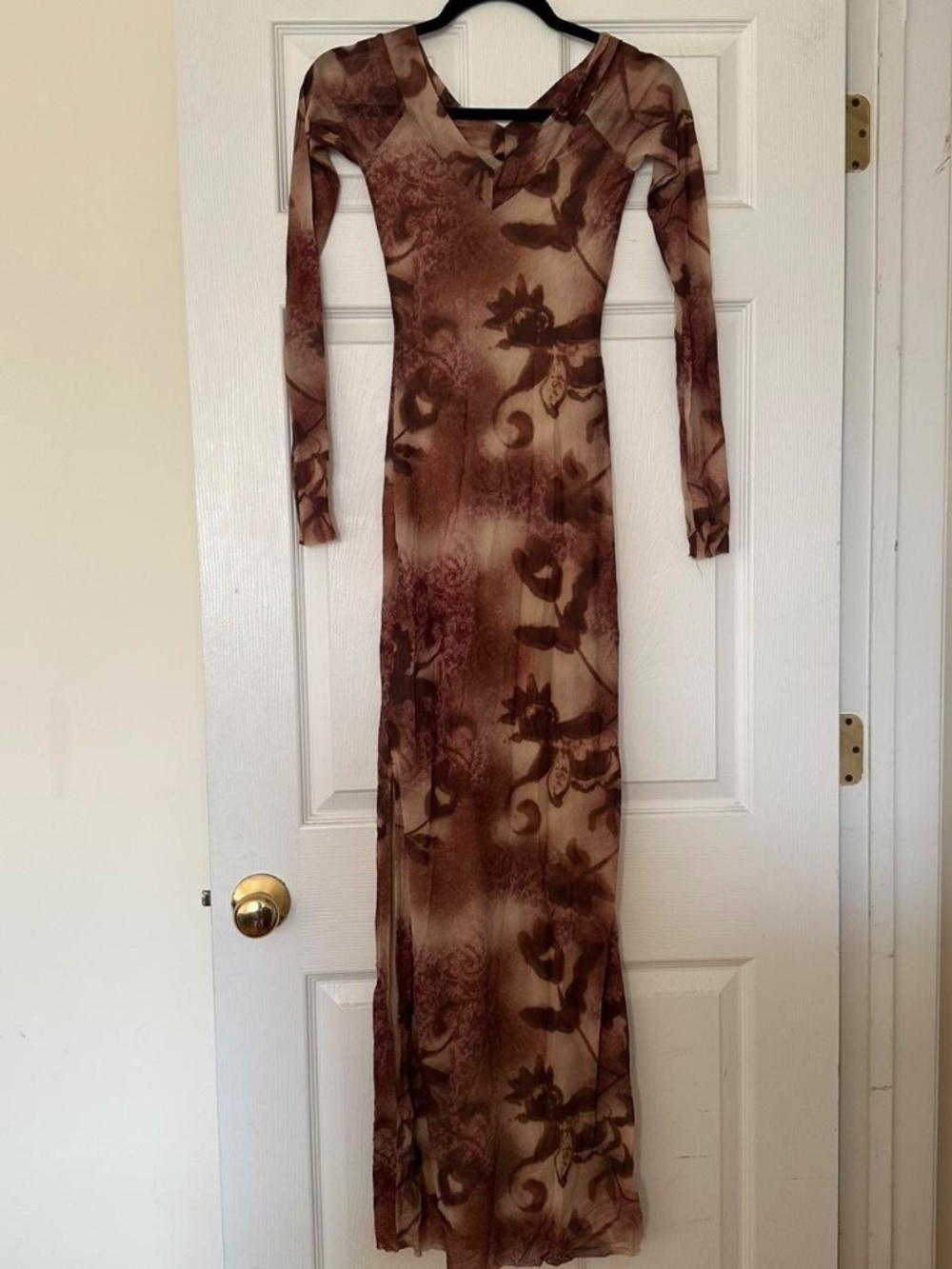 Silence + Noise Mesh Brown Dress - Full Length - Picture 2 of 4